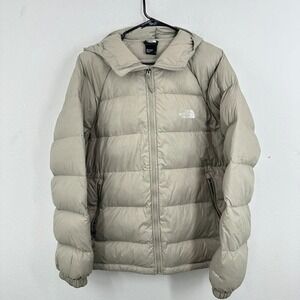 The North Face Large Hooded Down Puffer‎ Jacket 600 Down Fill Power Beige Pewter